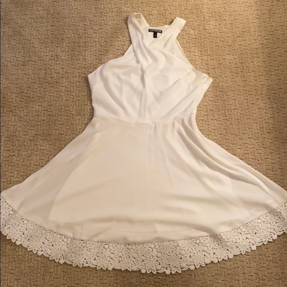 White Halter Skater Dress